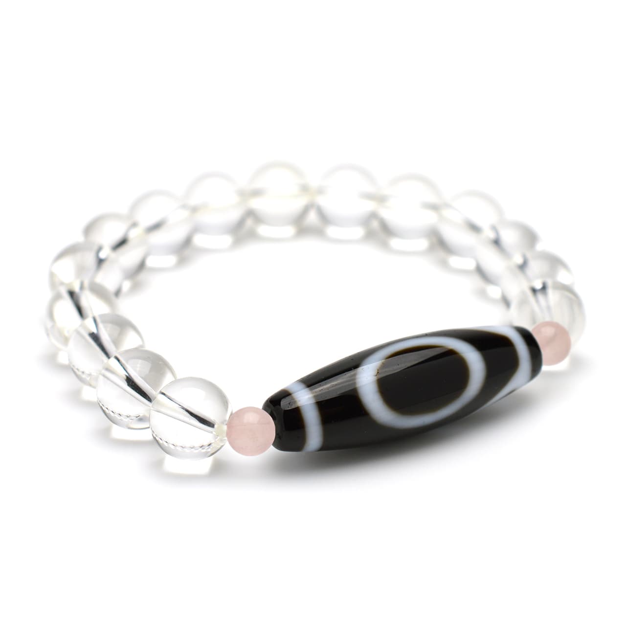 一眼山形天珠・水晶 - 10mm玉、サイズ15、17cm | 天然石ブレスレットの