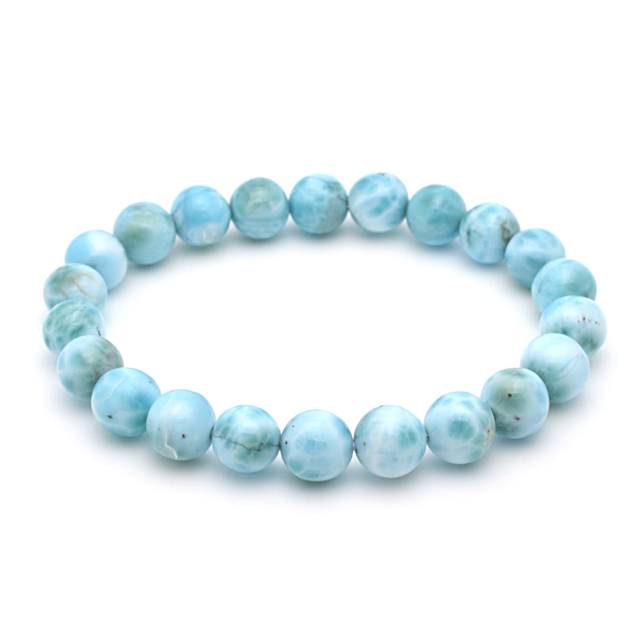 ラリマー(3Aランク) - 8mm玉、サイズ15cm | 天然石ブレスレットのご