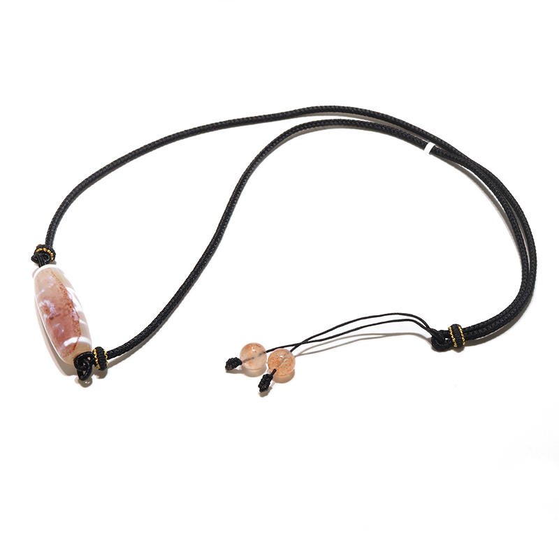 現品限り】ネックレス 白珠玉髄天珠 水蓮花天珠 朱砂入り 幸運 浄化