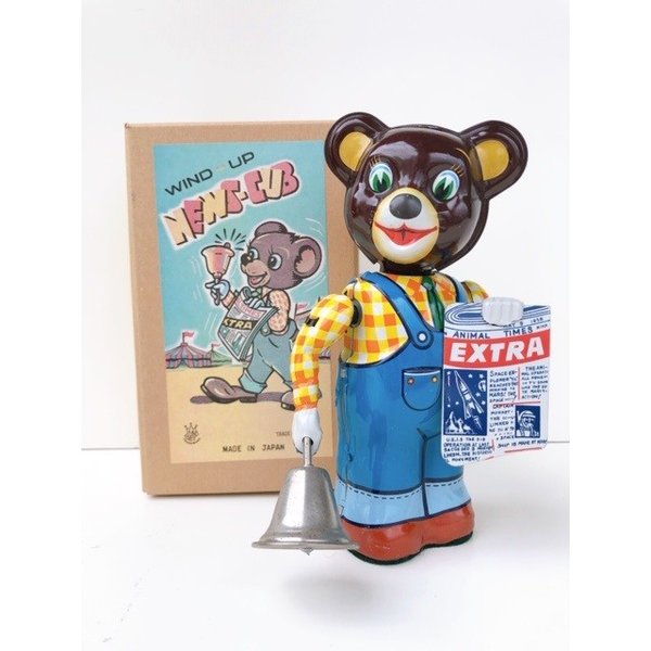 ブリキのおもちゃ/ ウィンドアップ/ クマさんニュースカブ/ ゼンマイ式