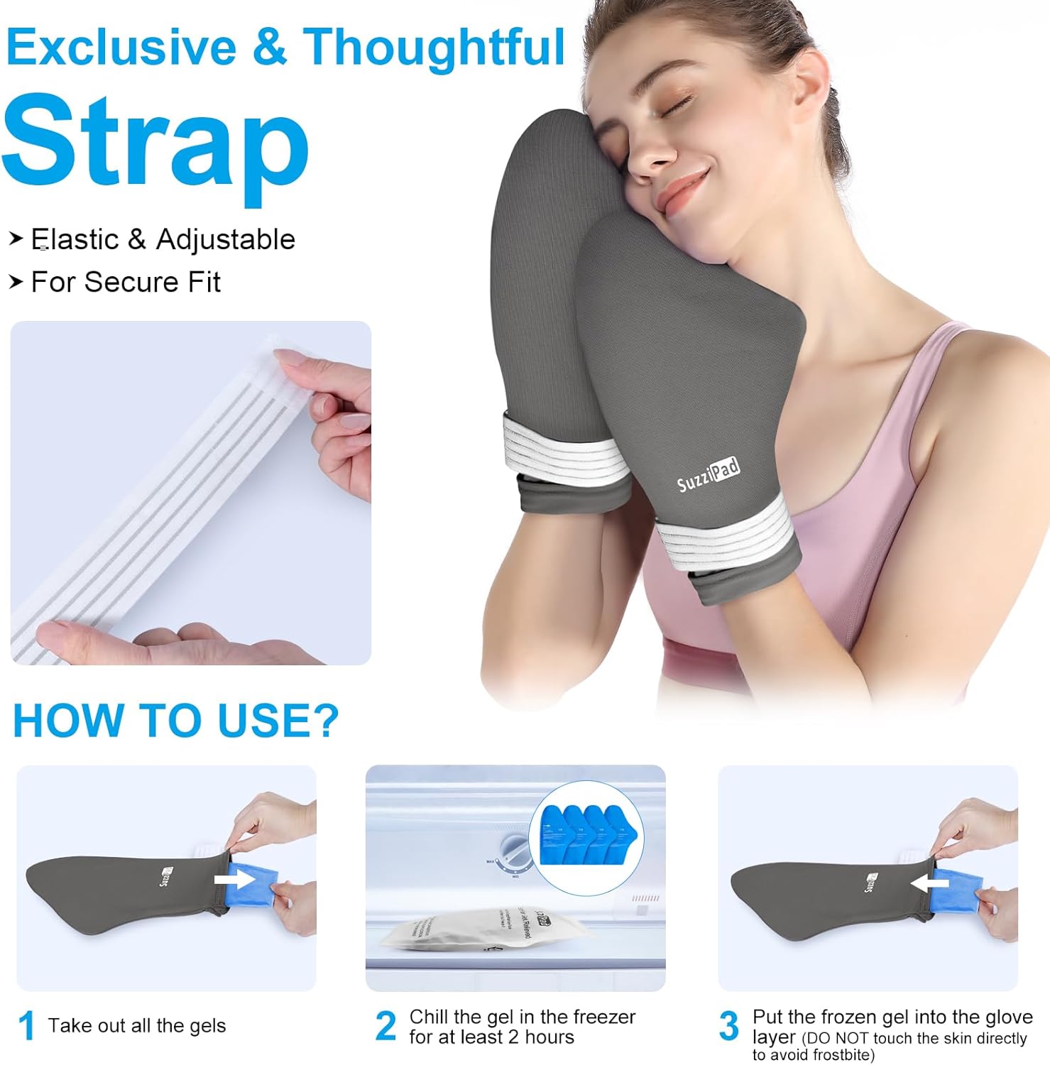 SuzziPad Cold Therapy Socks & Hand Ice Pack Cold Gloves for Chemothera
