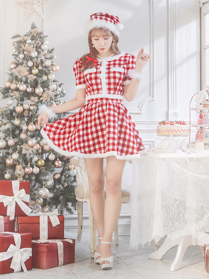 サンタコス 5点セット】【XS-Lサイズ/2カラー】ギンガムチェック