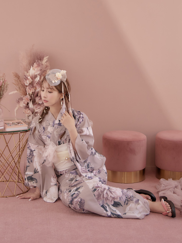 即日発送！】【浴衣】大人スウィートフラワー 牡丹柄 浴衣 【浴衣3点