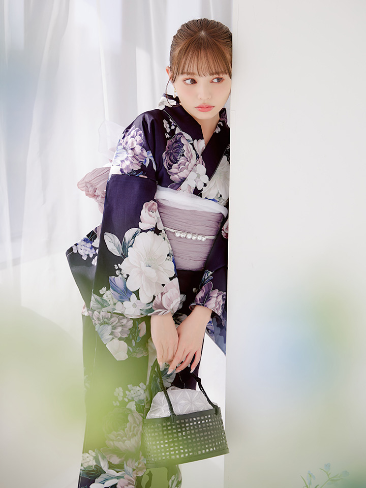 即日発送】クラシカルフラワーブーケ浴衣【浴衣3点セット 浴衣/帯