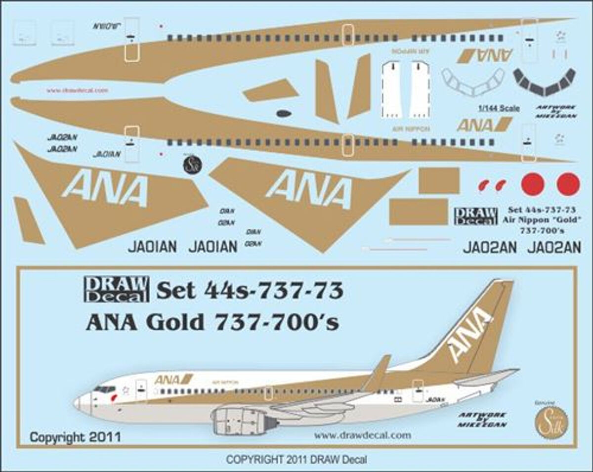 Boeing 737-700 - All Nippon Airways (ANA) Gold Draw Decal -44-737-73