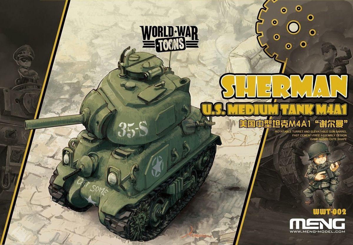 World War Toons - U.S. Medium Tank M4A1 Sherman Meng Model -WWT002