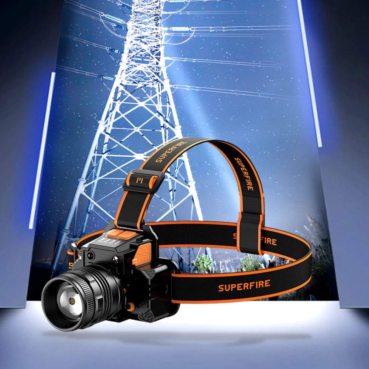 Rechargeable zoom headlamp wholesale | Superfire flashlight