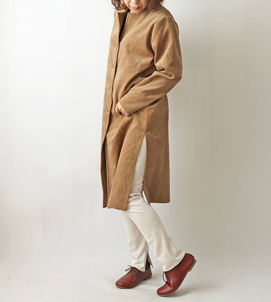 実物大型紙【No.618】スタンドカラー脇スリットライトコート(SML・2L