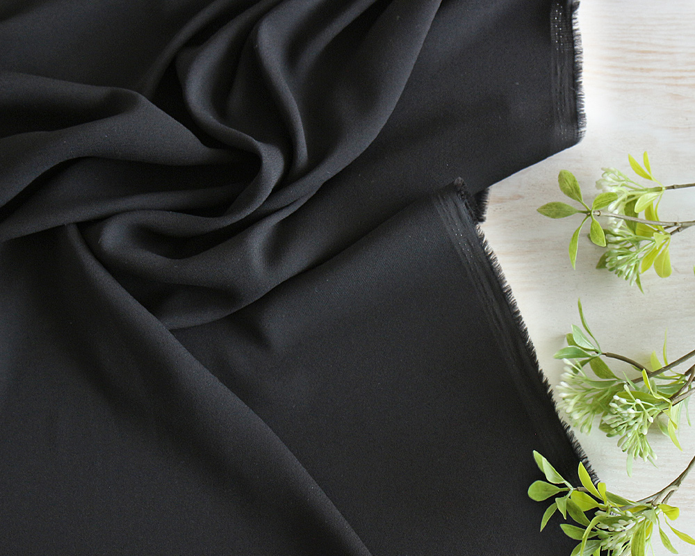 5mカット】バックサテンジョーゼットのブラックフォーマル（低