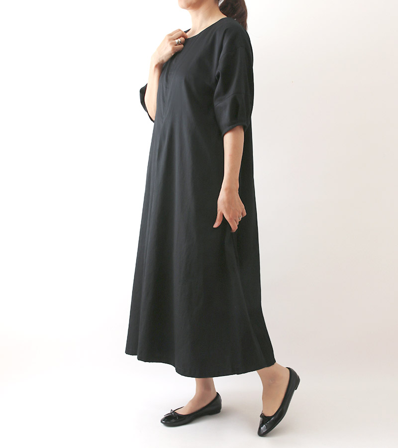 実物大型紙【No.6005】中心プリーツのバルーンスリーブワンピース(SML