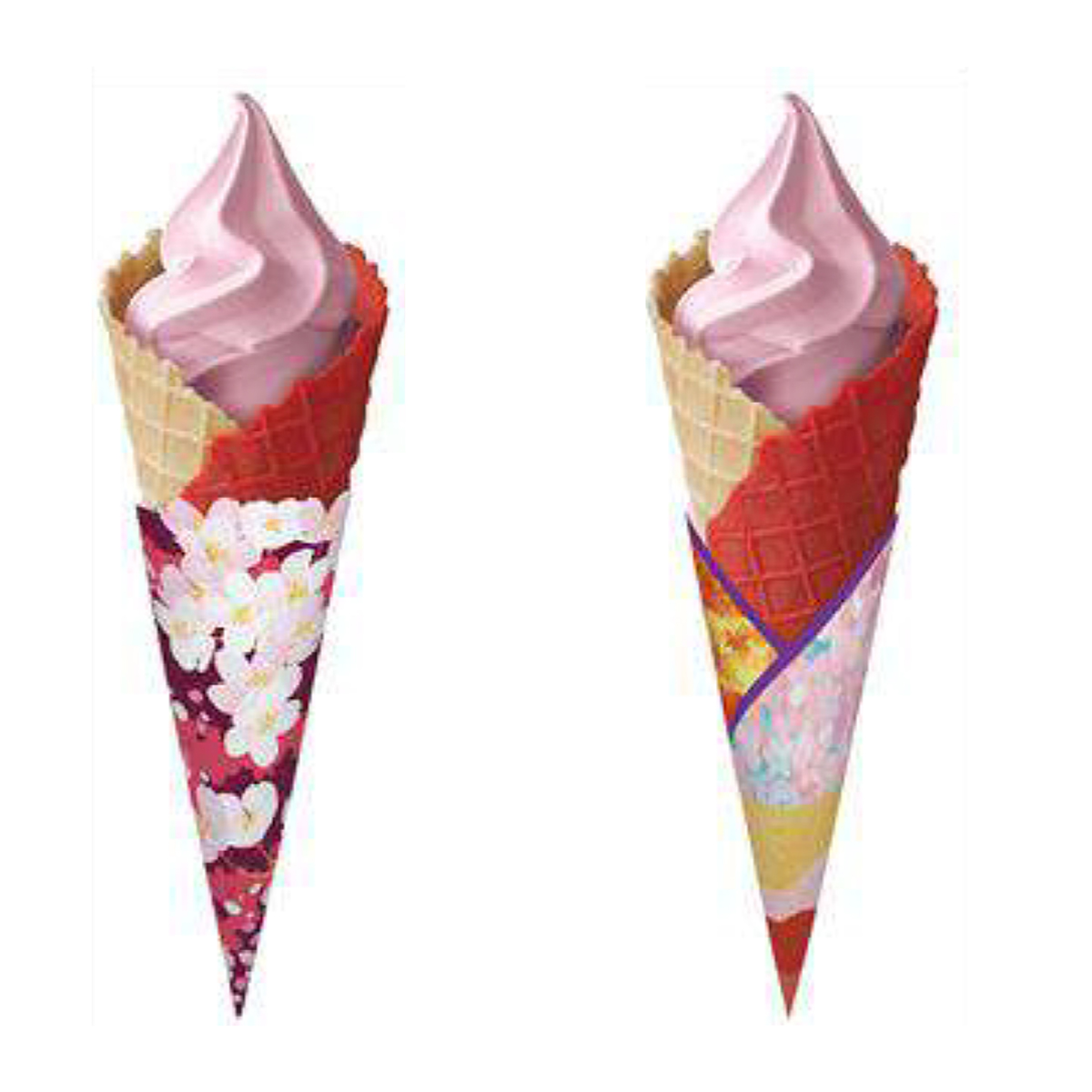 日世・紅白ツートンコーン用 和風スリーブ・日本の美 ×600枚 ｜ 【通信