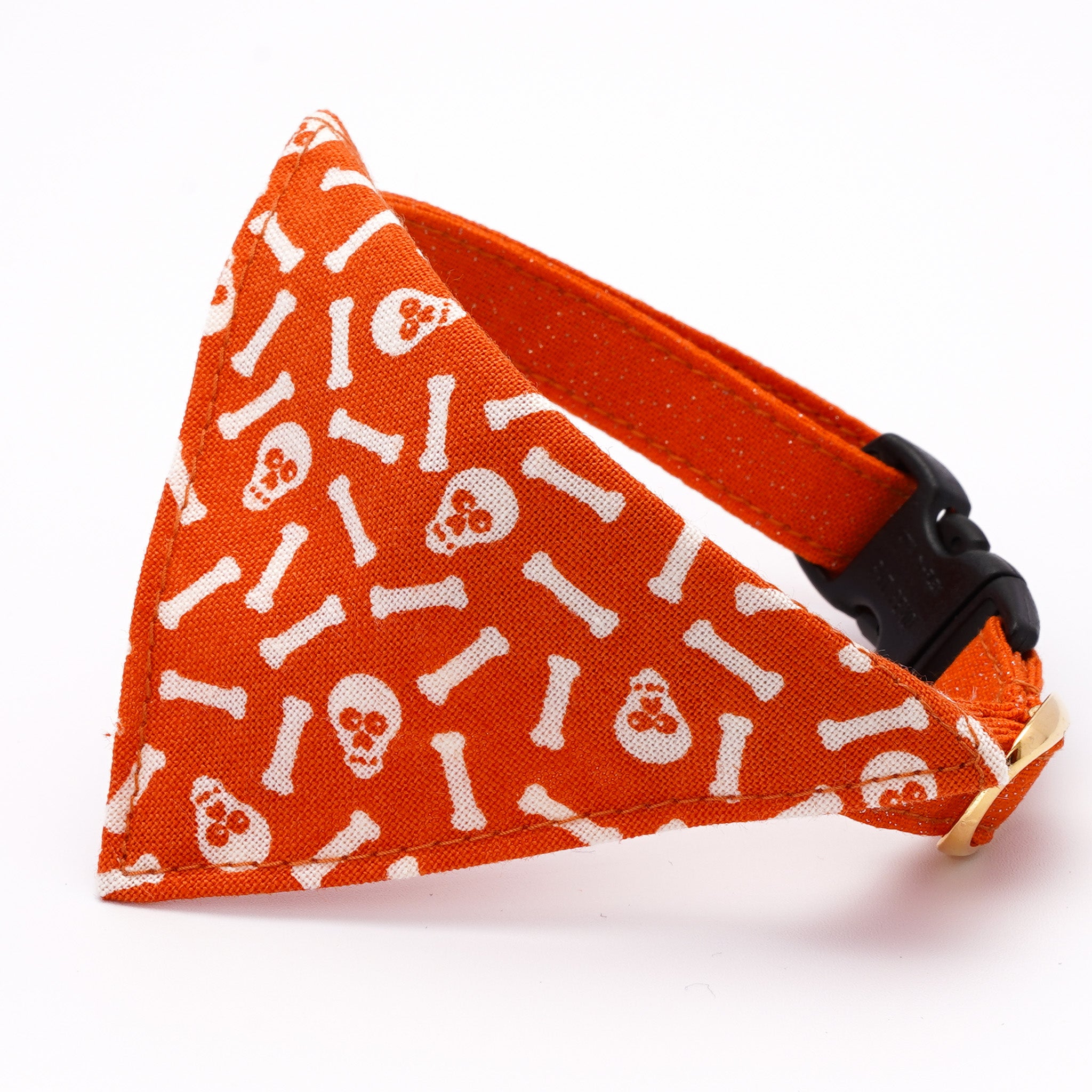バンダナ付き猫首輪 ハロウィン スケルトン オレンジ｜ぽぽねこ公式