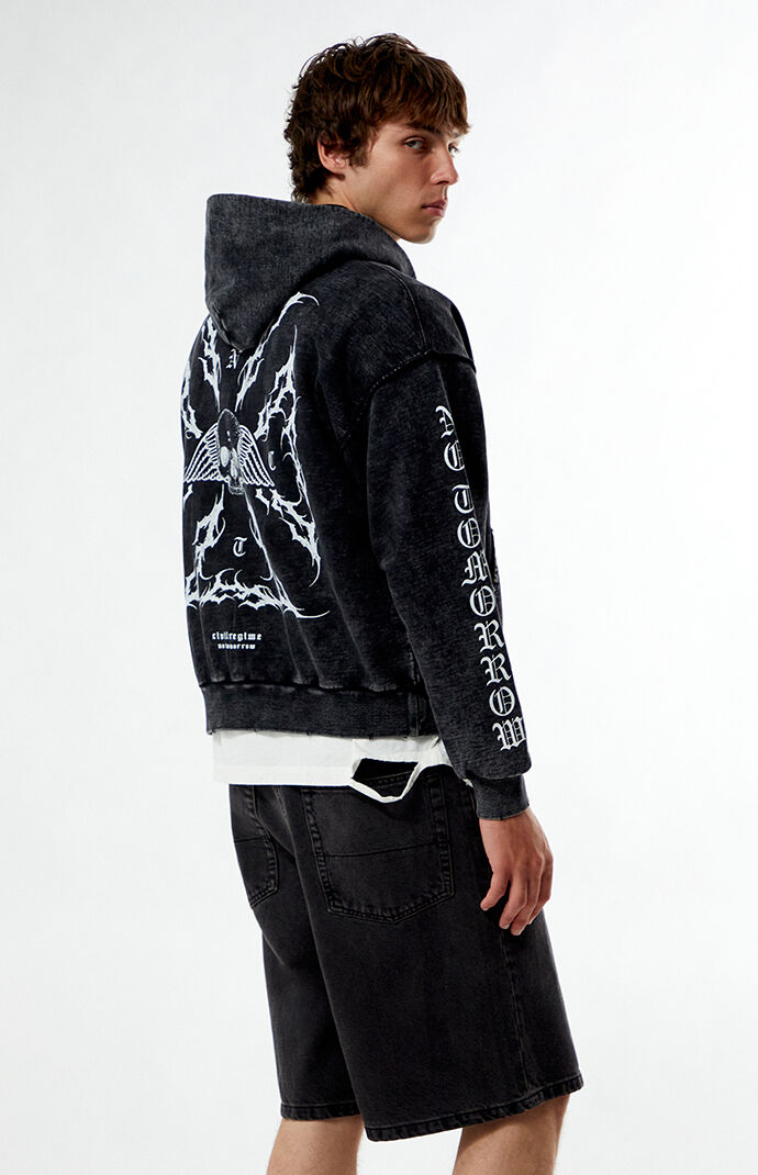 No Tomorrow x Civil Active Iron Skull Full Zip Cropped Hoodie | Pacsun