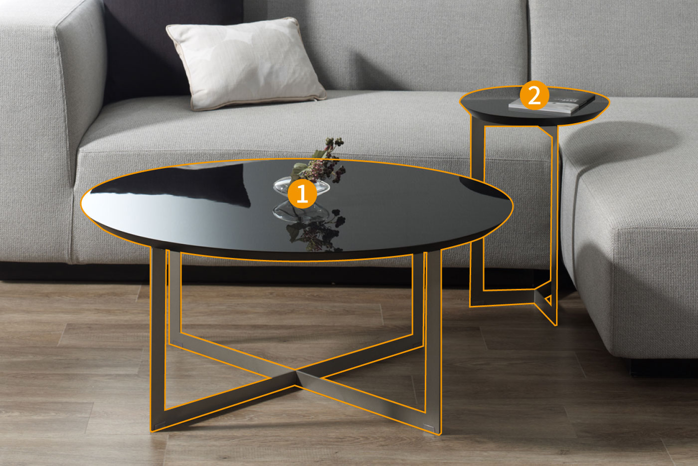 パウモナ Pamouna リビングテーブル TU サイドテーブル 鏡面仕上げ円