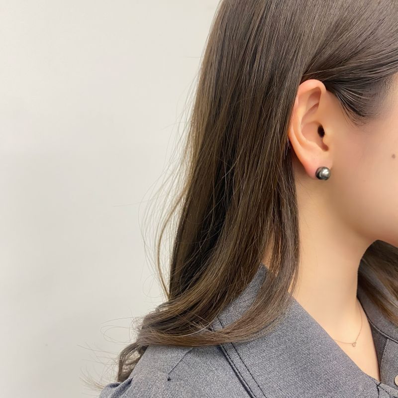黒蝶真珠ピアス 8.75-9mmmm ピーコックグリーン K14WGピアス 直結