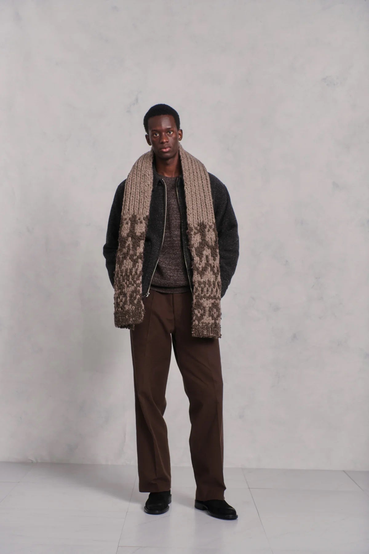 ○OLD JOE - NORDIC HAND SWEATER SCARF - WHISKY PATTERN – PHAETON