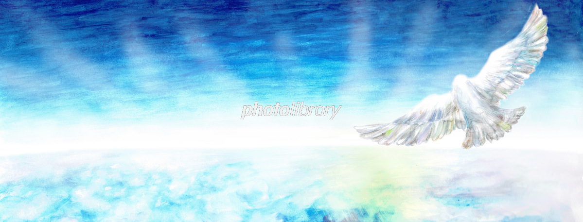 雲海を羽ばたく鳥 水彩画 イラスト素材 [6736504] - フォトライブラリー