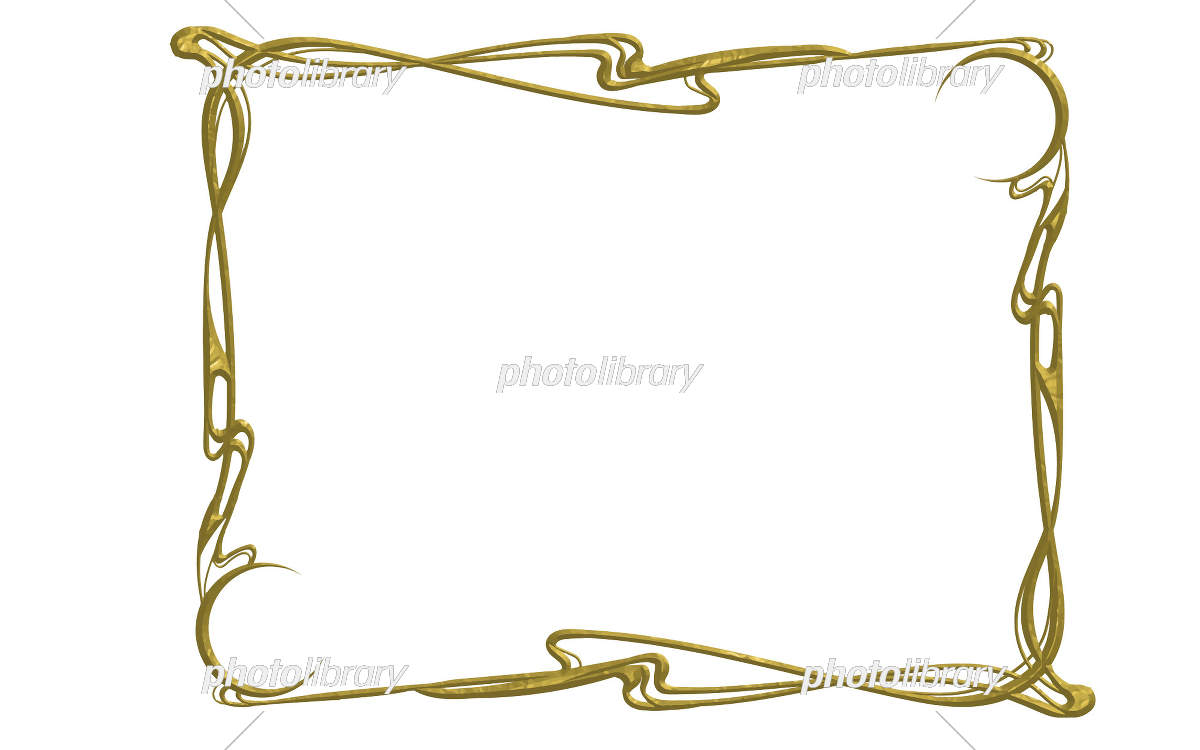 アールヌーボー風な月のフレーム 金色立体風 イラスト素材 [7521748