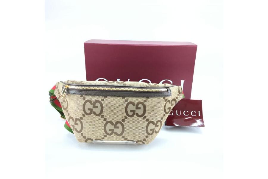 未使用同等】GUCCI グッチ ベルトバッグ ジャンボGG キャンバス 696031