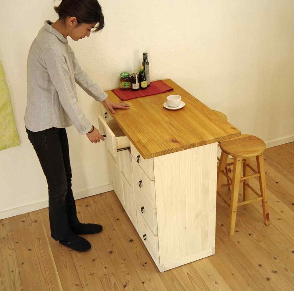 カウンターテーブルLily1058+スツールM2脚セット｜リング取手｜MW色