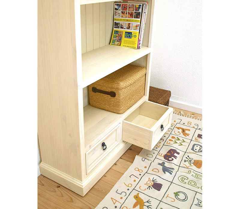 白いカントリー本棚｜KS-02｜ノック取手｜MW色