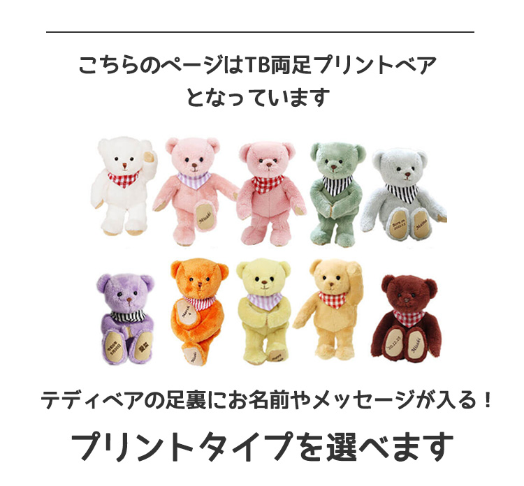 全10カラー】TBベア(4S)/両足オーダープリント | テディベアギフトの