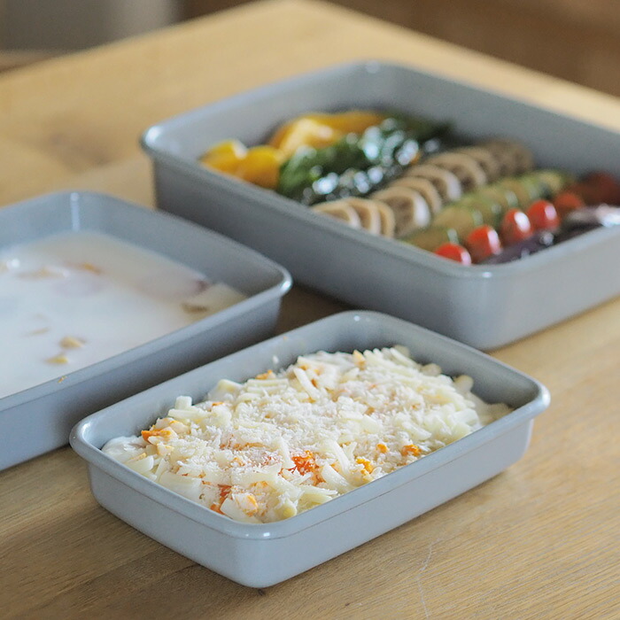 野田琺瑯 +Gray レクタングル浅型 S | 食器と料理道具の専門店「プロ