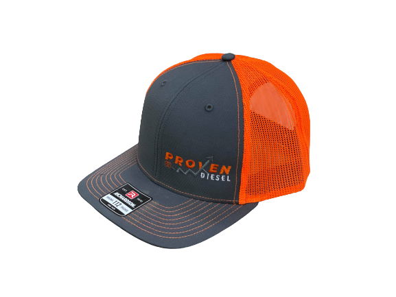 Gray & Orange Snapback Hat (Orange Lettering) - Proven Diesel