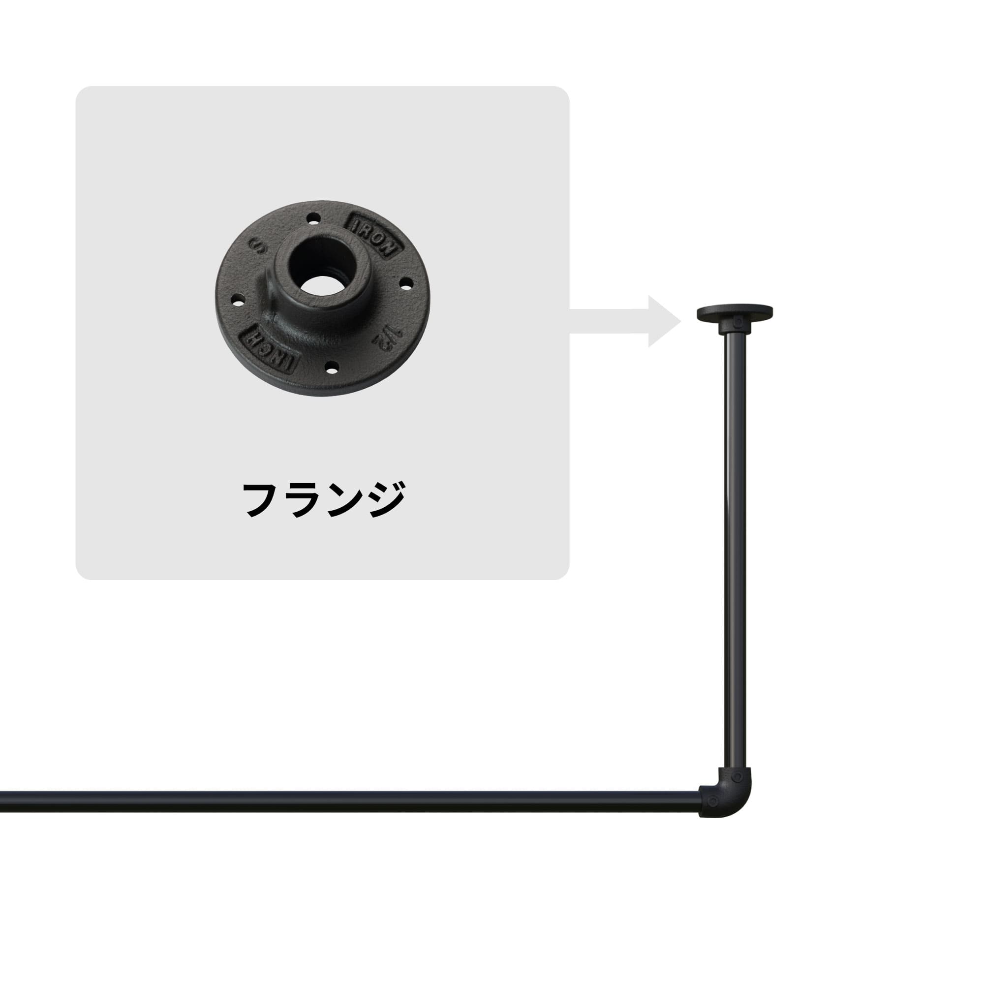 アイアンハンガーパイプ フランジ ホワイト | PS-HB008-34-G141