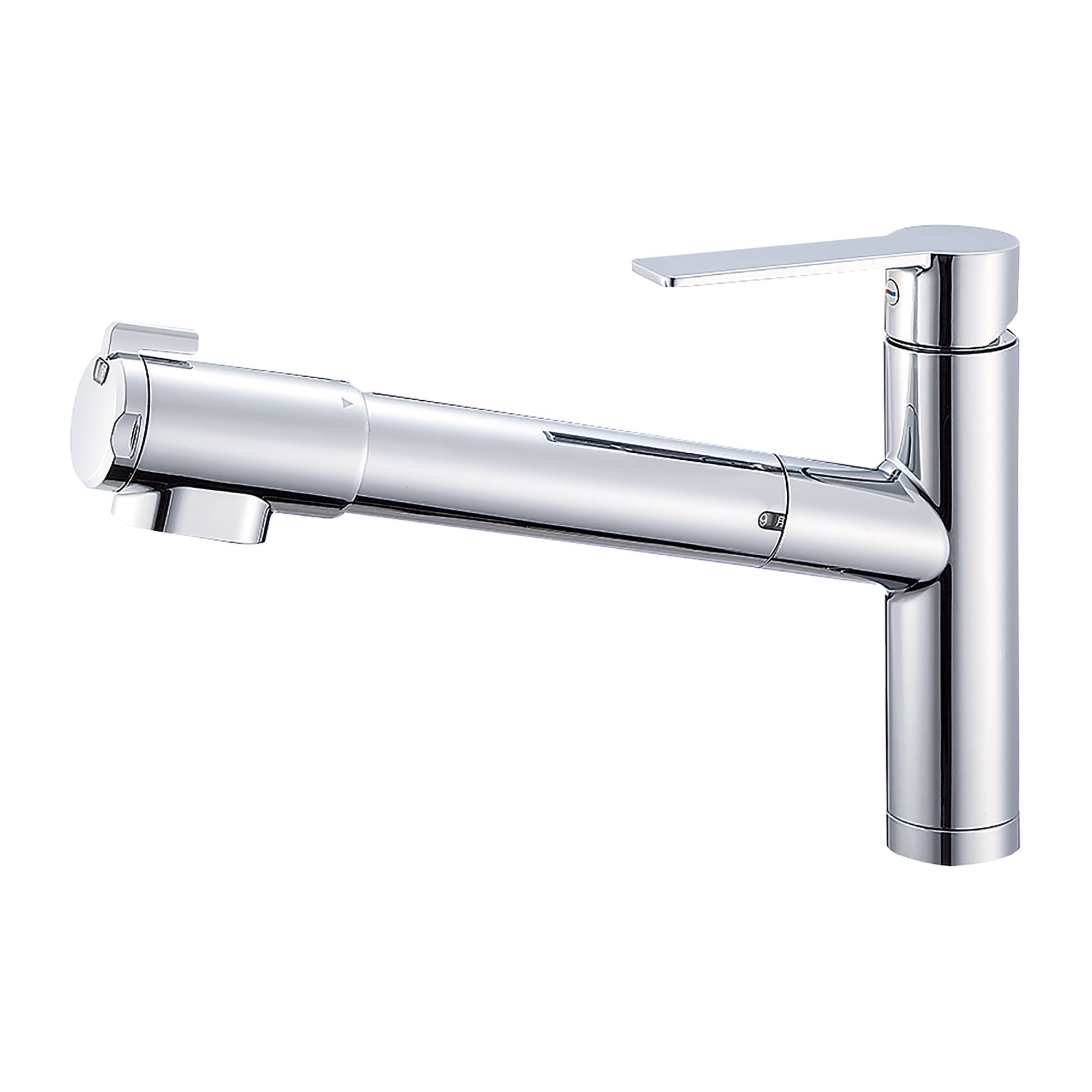 クロームメッキ水栓 ストレート混合栓（浄水器内蔵） | KB-PT002-01W