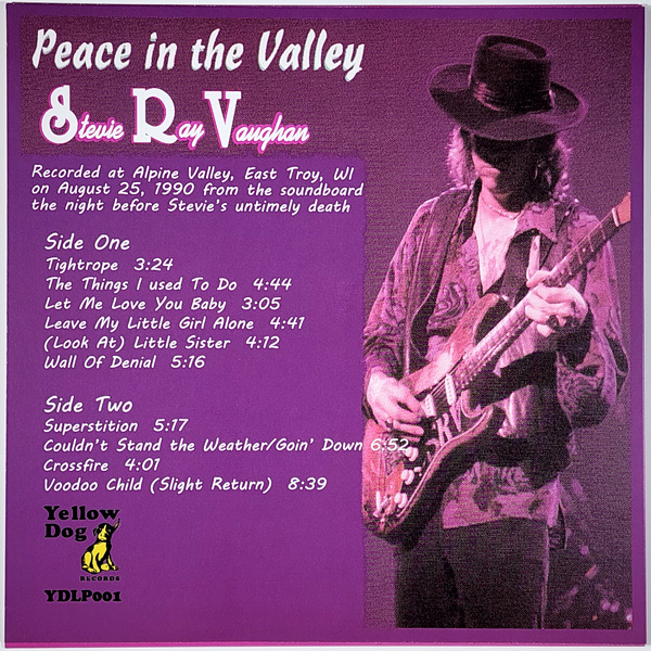 Stevie Ray Vaughan - Peace In The Valley August 25, 1990 LP