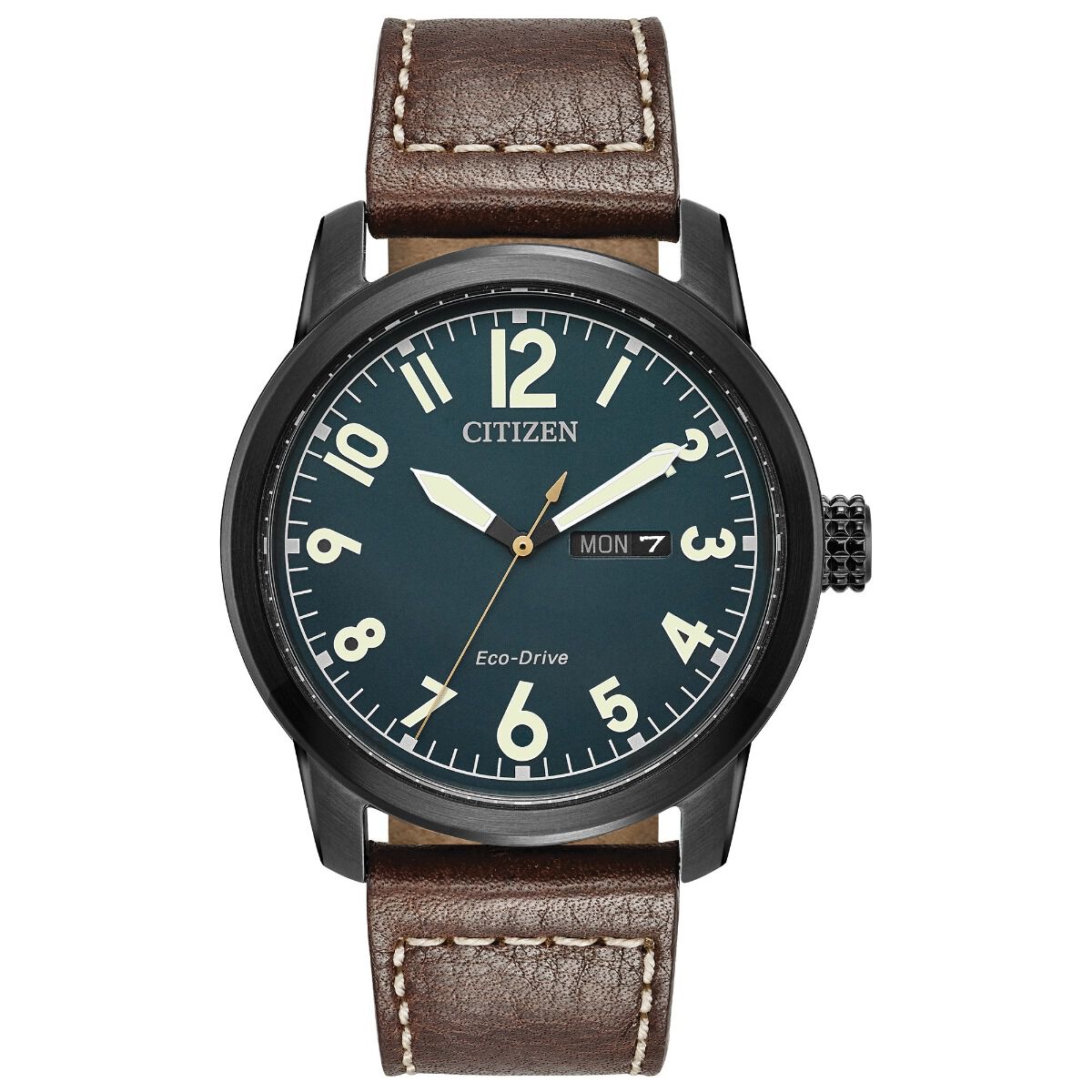 Citizen Men's Eco-Drive Military Brown Leather Strap Watch 42mm