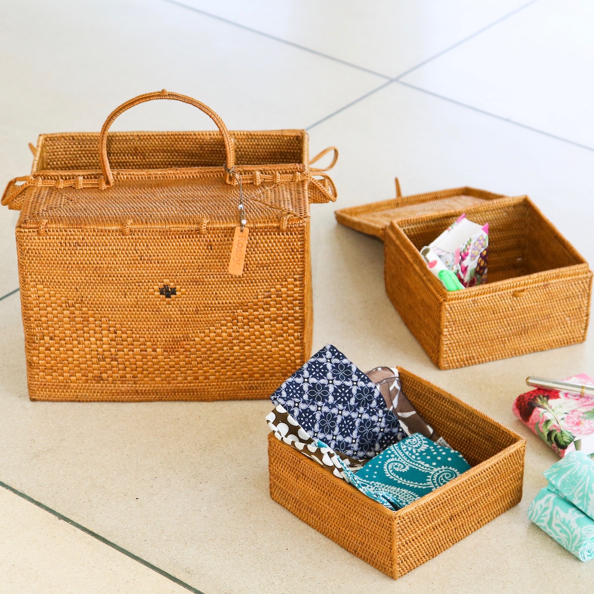 コスメボックス3点SET (PNC167) Rosily(ロージリー) バリ島 アタ