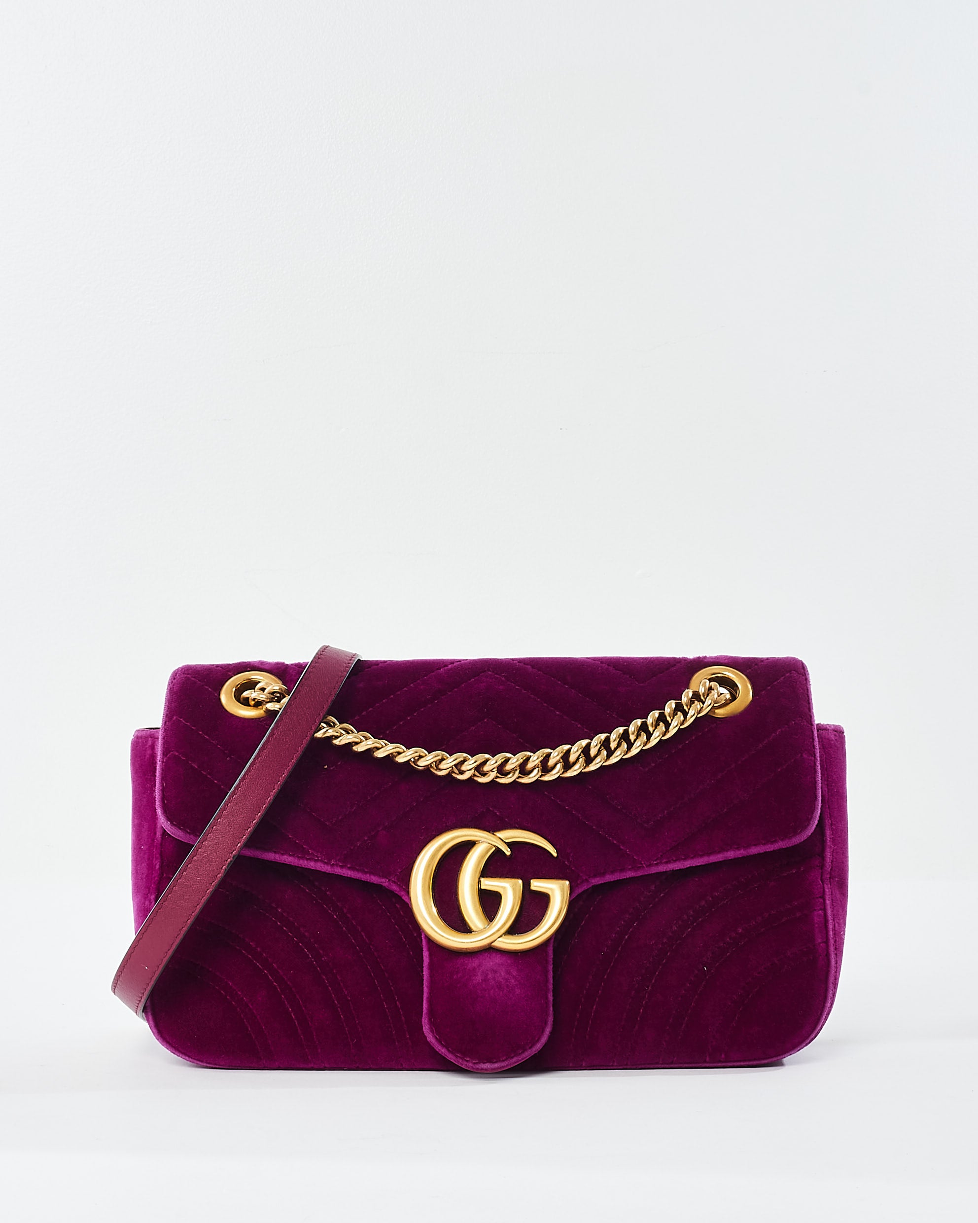 Buy Gucci Purple Velvet Marmont Small Shoulder Bags