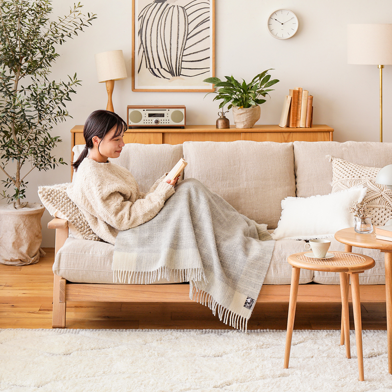 美品】シルケボー ブランケット 大判 ブラウン チェック 130×185cm