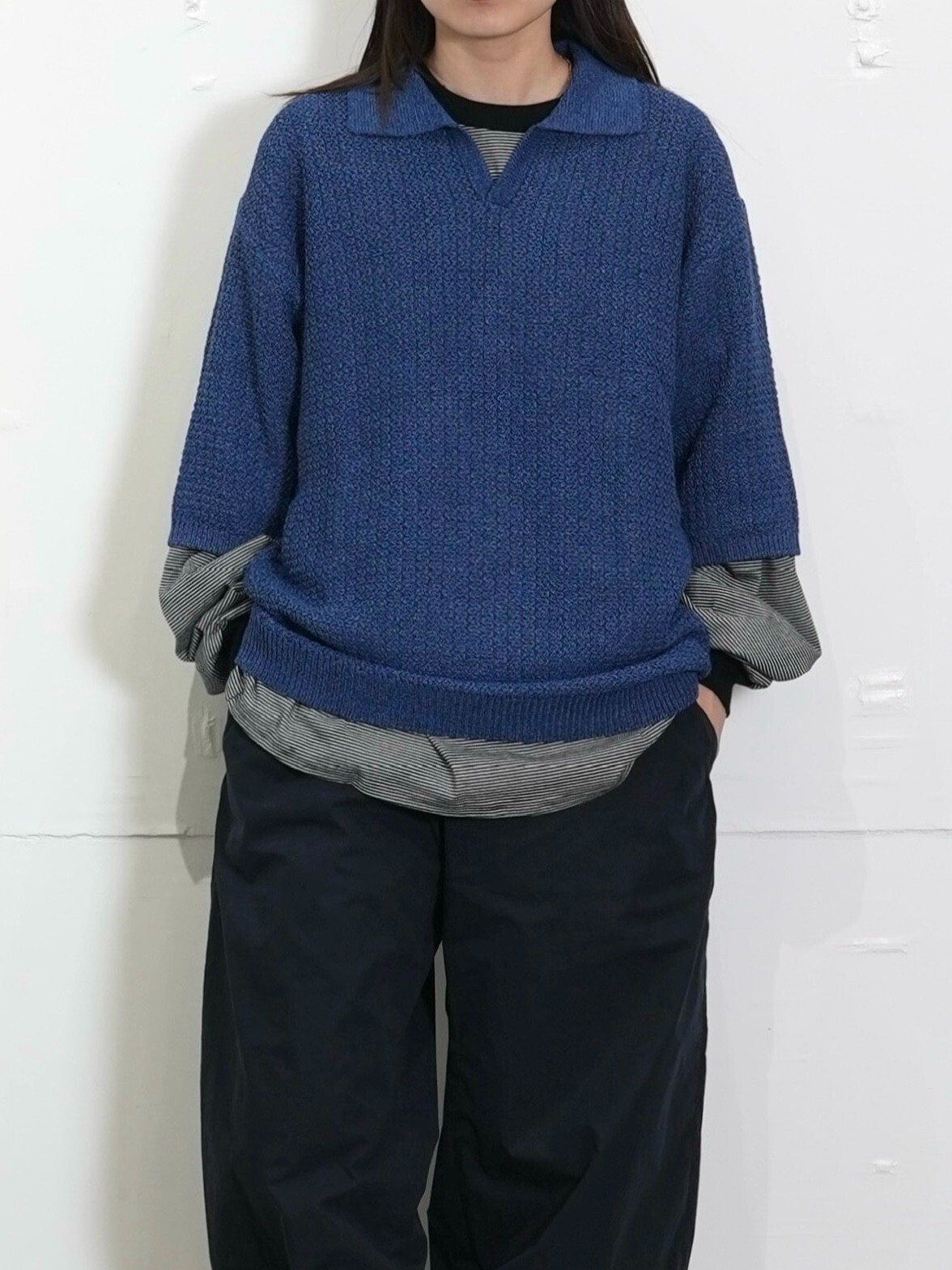 Skipper knit Shirt - Blanc YM WOMENS & MENS｜Official Online Shop