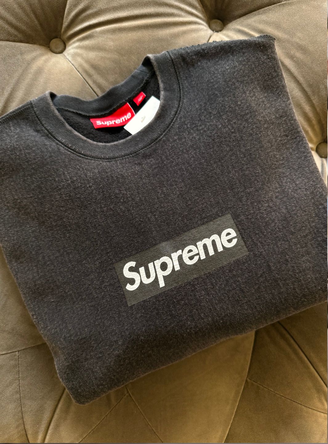 Supreme Washed Box Logo Crewneck Black | ResellZone
