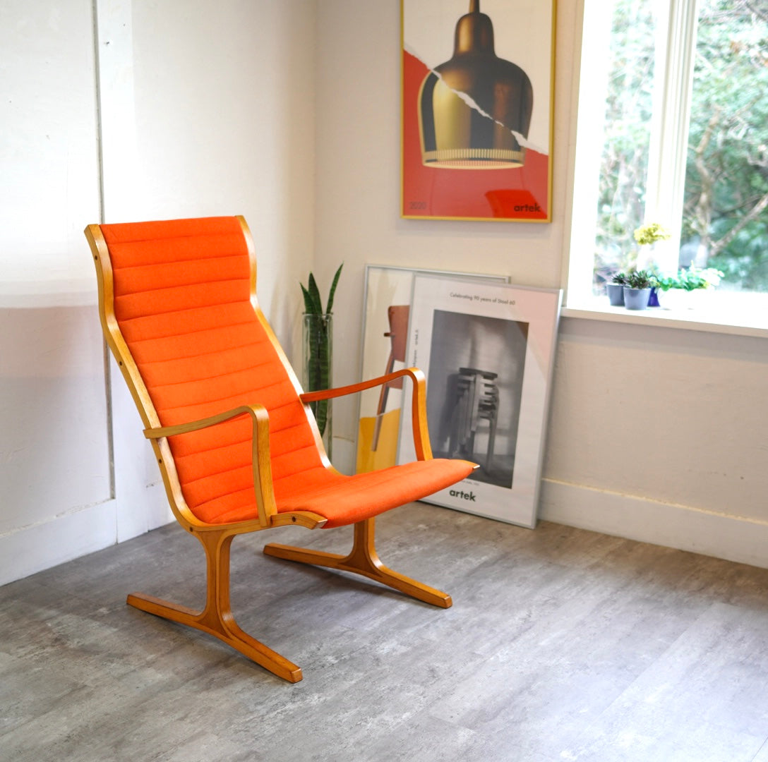 天童木工 ヘロン ハイバックチェア オレンジ ヴィンテージ 中古 名品