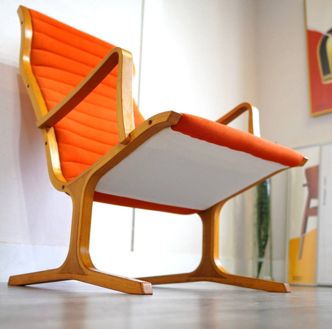 天童木工 ヘロン ハイバックチェア オレンジ ヴィンテージ 中古 名品