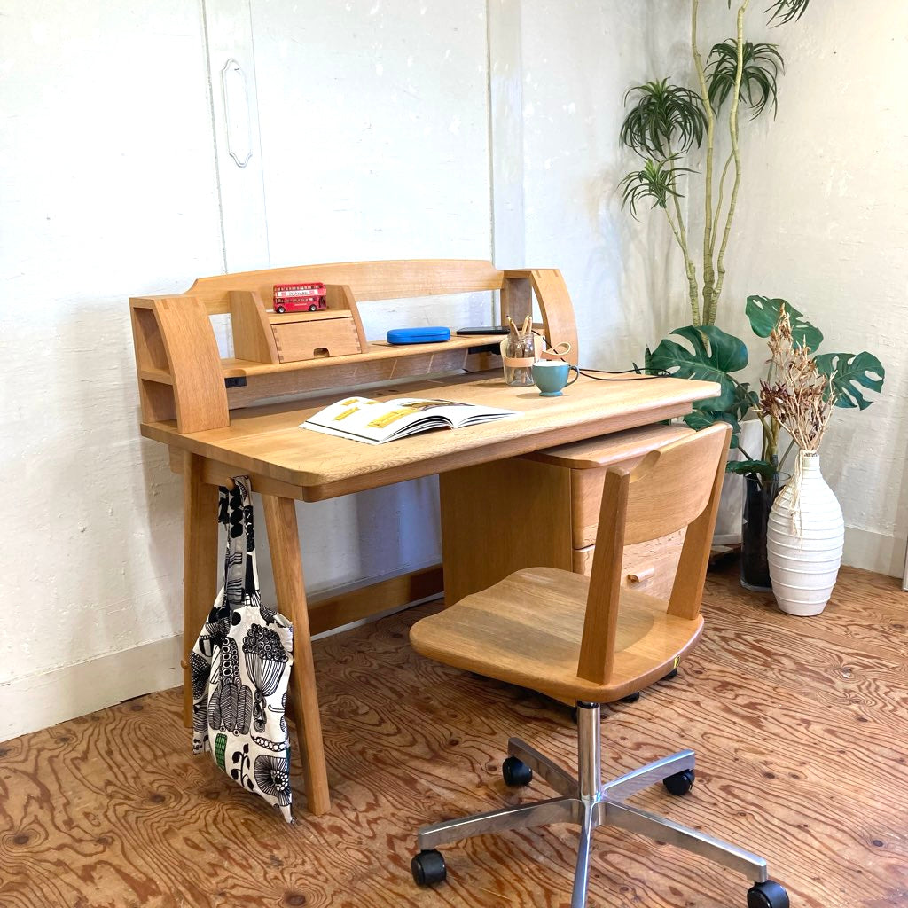 飛騨産業 そうせき デスクセット 学習机 チェア ワゴン 踏み台 中古 棚