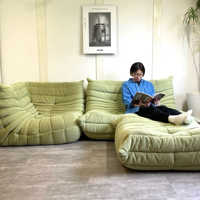 リーン・ロゼ / ligne roset トーゴ パフ オットマン グリーン 中古 床座