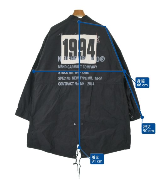 NEIGHBORHOOD（ネイバーフッド）モッズコート 黒 サイズ:S メンズ