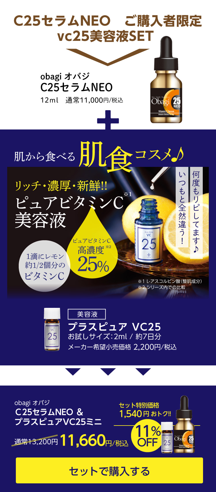 楽天市場】オバジ Obagi C25セラムNEO 12mL＋VC25ミニセット[ ピュア