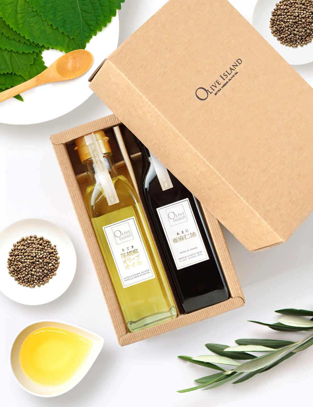 楽天市場】BOX入り調味料ギフトセット 荏胡麻オリーブオイル・亜麻仁油