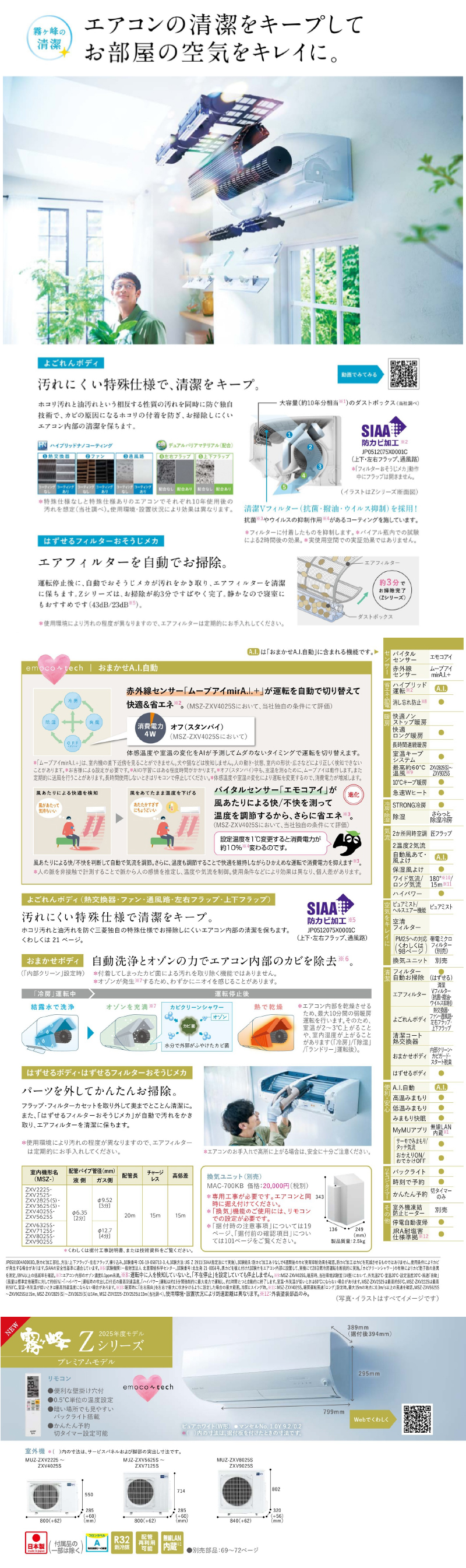 三菱電機 2025年度モデルルームエアコン MSZ-ZXV2825S 10畳程度 室内