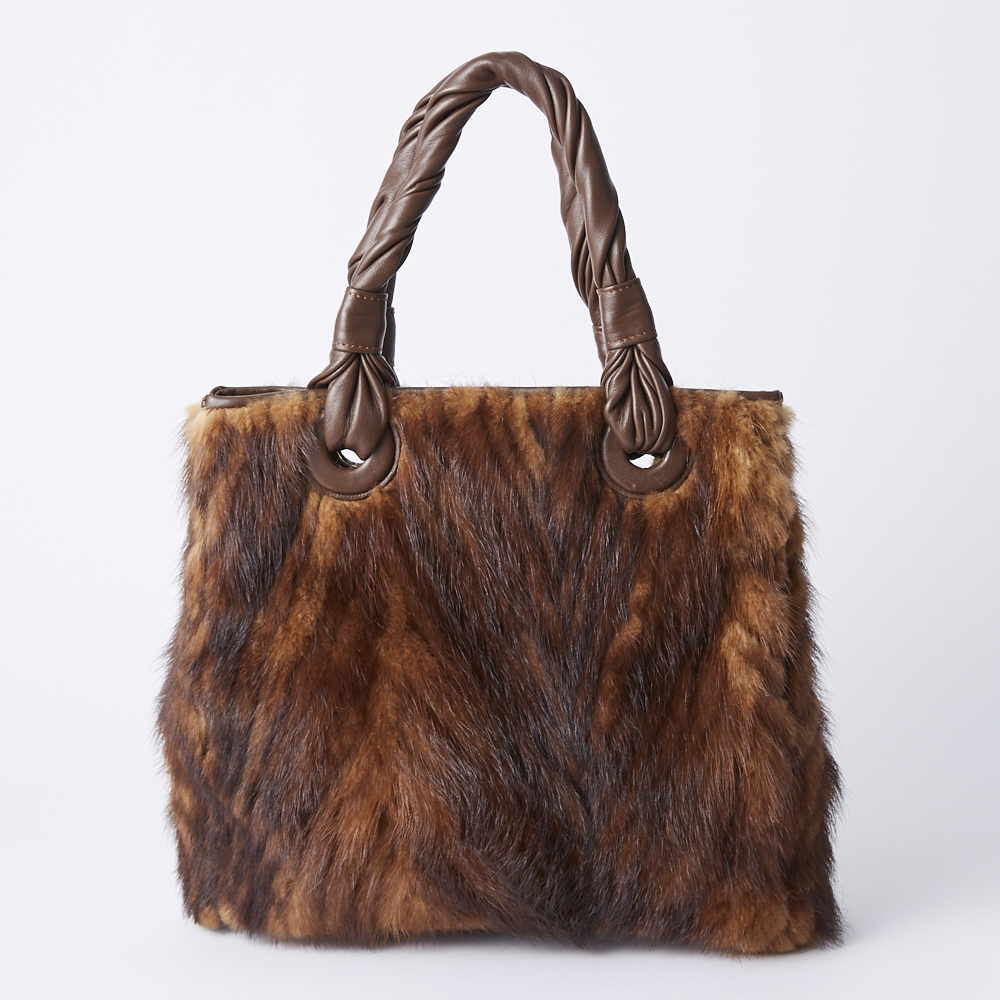 楽天市場】イタリア製 ミンクファーバッグ シルバーブルー（サファイア