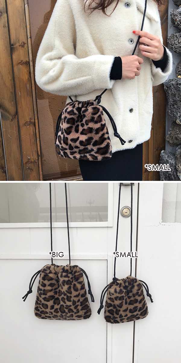 楽天市場】ファーバック ミニバック レオパード 巾着 ポーチ ファー
