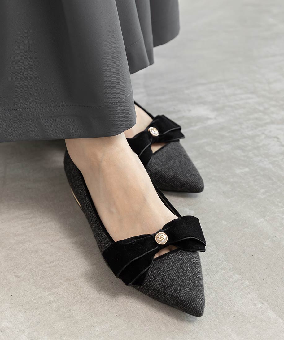 SALE】ベロアリボンクラシカルフラットパンプスRANDA公式サイト