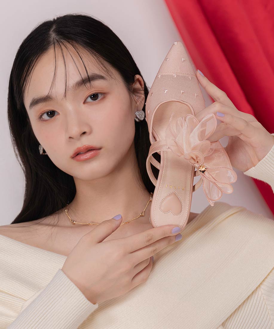 HEART COLLECTION】シフォンリボンハートミュールパンプスRANDA公式サイト