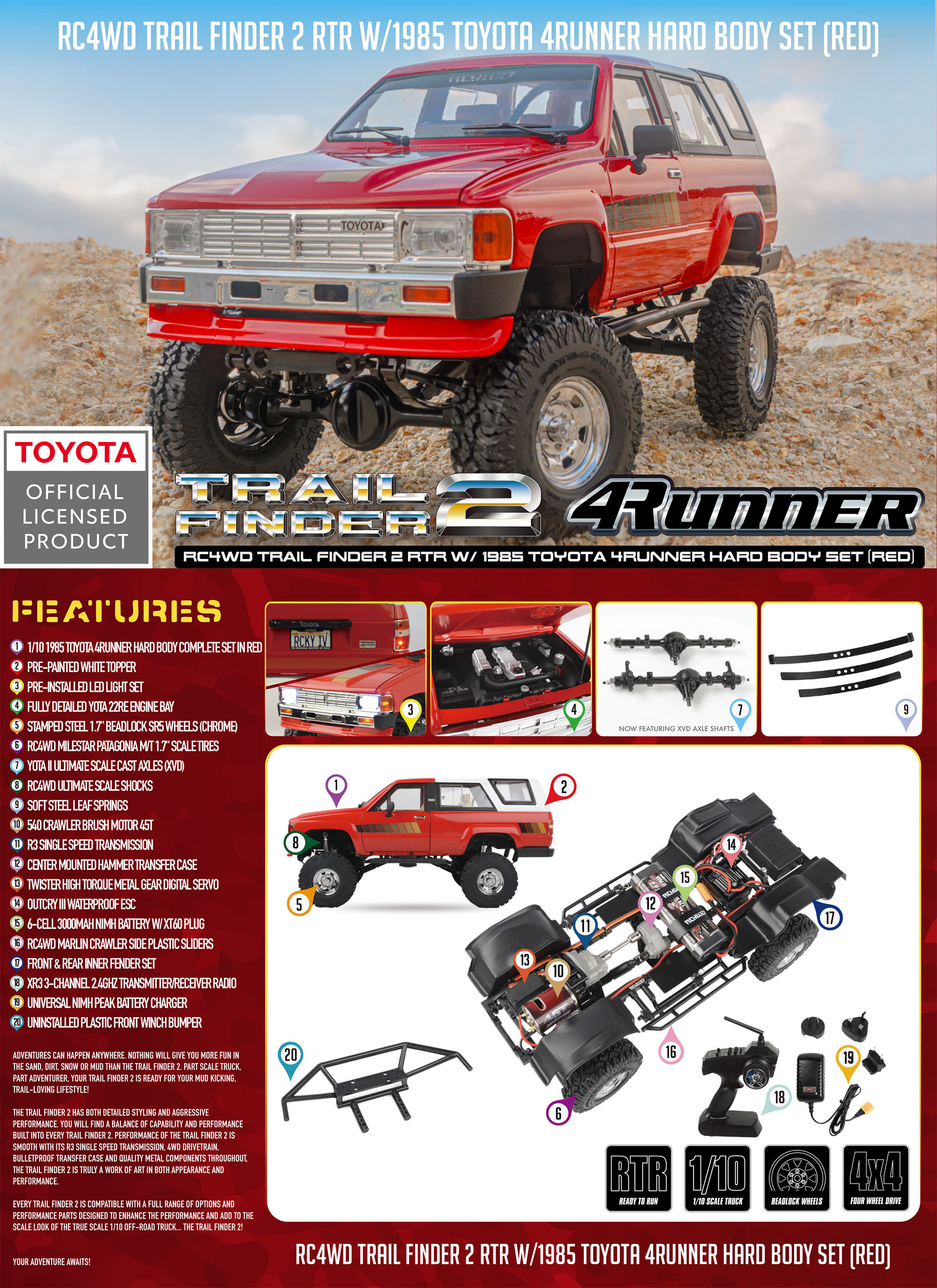 RC4WD Trail Finder 2 RTR w/1985 Toyota 4Runner Hard Body Set